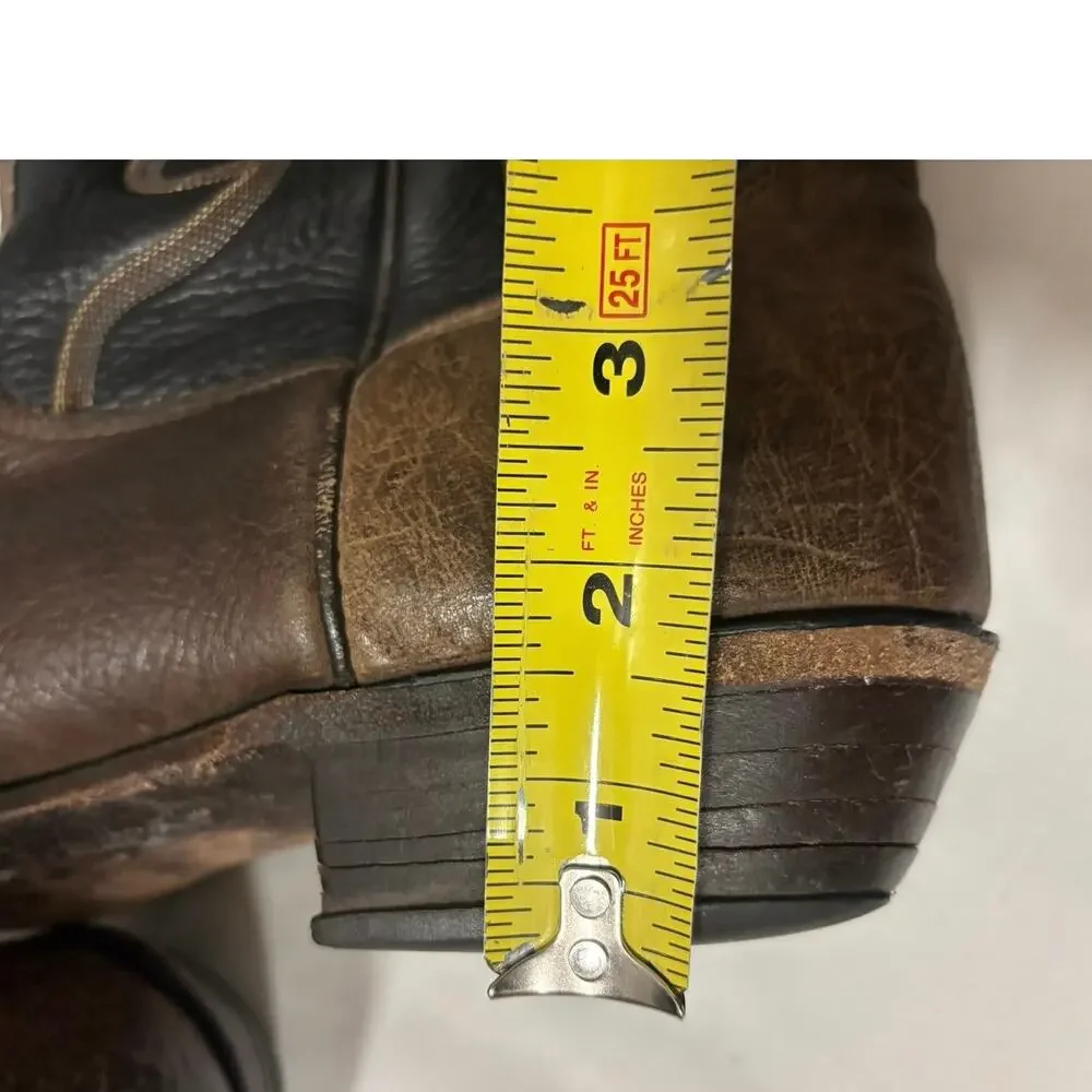 Vintage Nocona Cowboy Boots Men’s 11D USA Brown Black Leather Western Stitch
